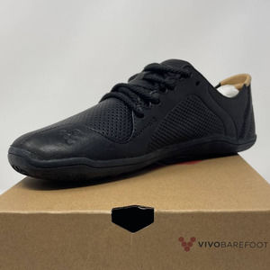 NWB Vivo Barefoot Primus Lux Sneakers Womens 5.5 Black Leather Lace Up Running